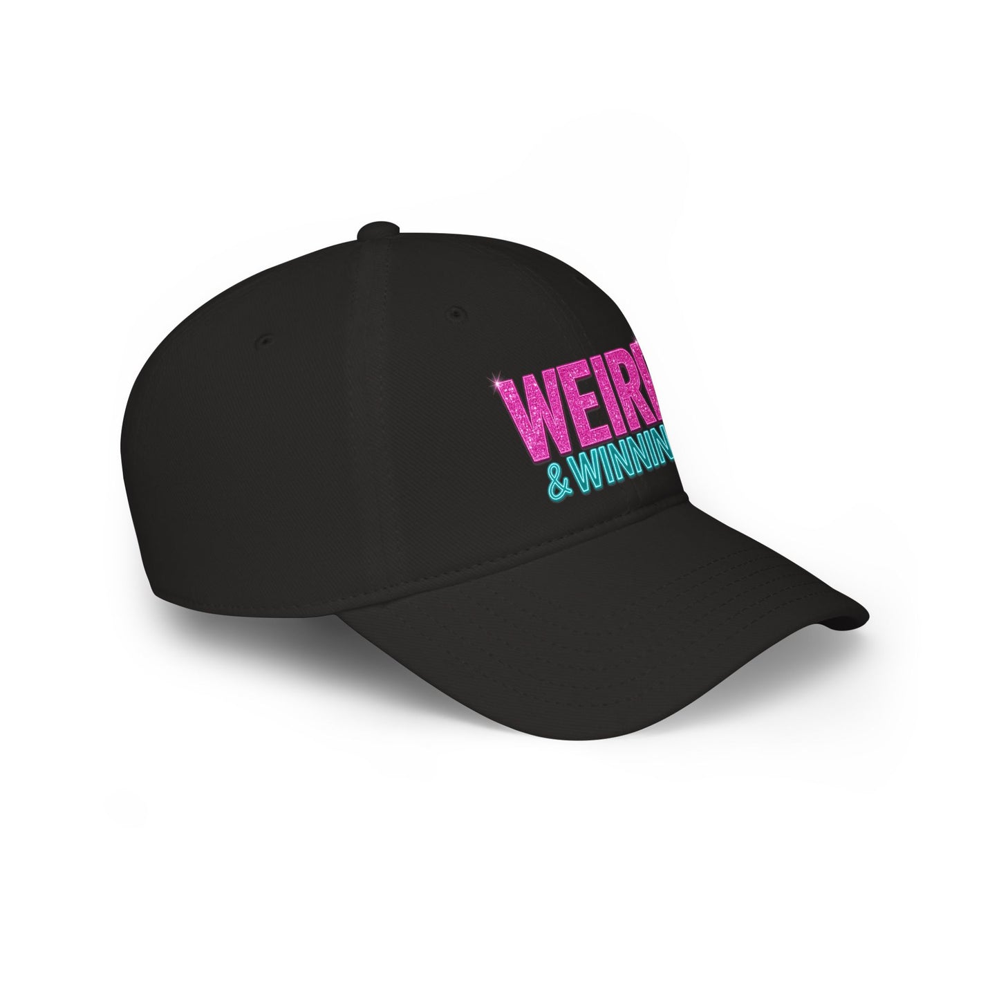 Weird & Winning Baseball Cap — Glitter Text Low Profile Hat for Bold, Playful Style