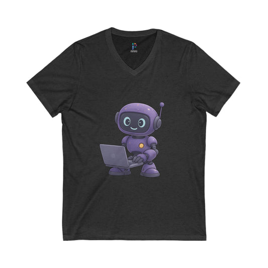 Stolly using Laptop V-Neck Tee for Tech Lovers