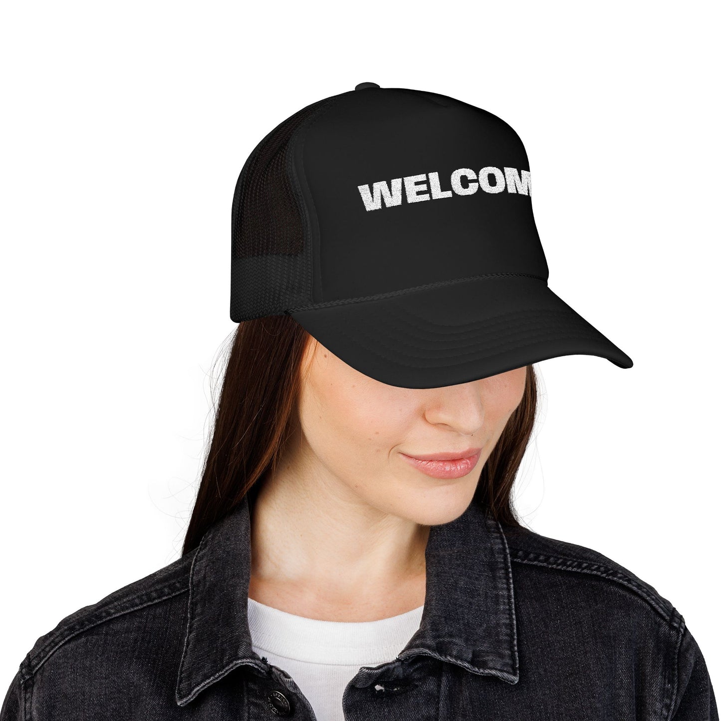 Welcome Trucker Hat — Foam Mesh Welcome Cap