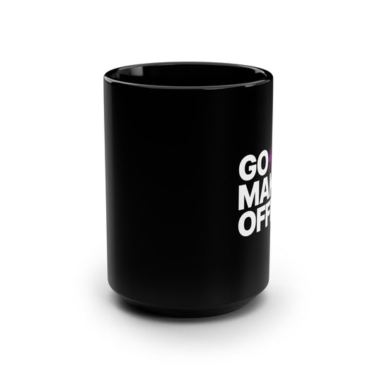 Go Make Offers Mug — Bold Black 15oz Coffee Cup with Lightning Accent