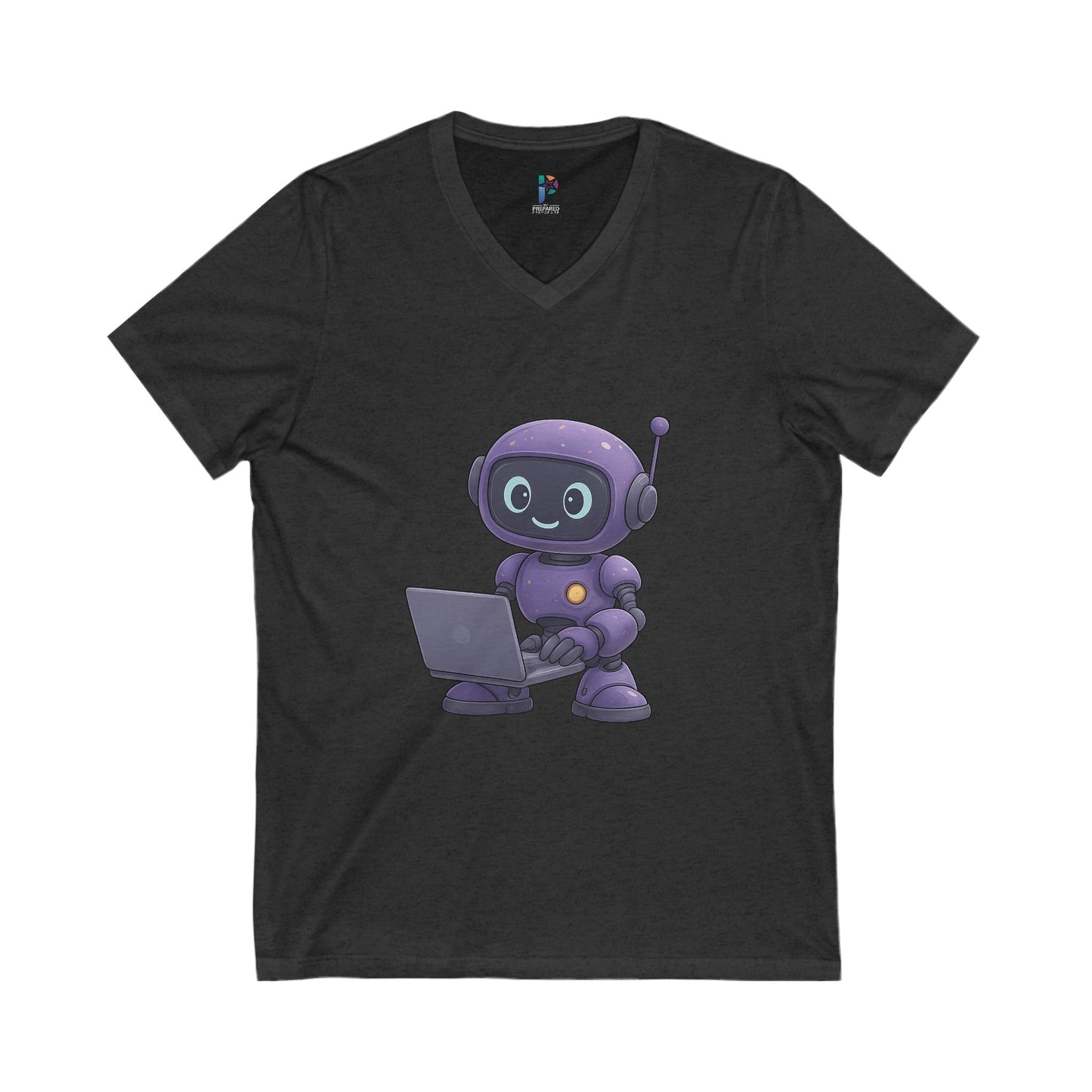 Stolly using Laptop V-Neck Tee for Tech Lovers