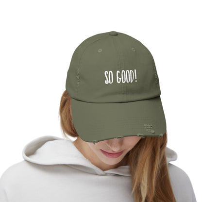 So Good Unisex Distressed Cap