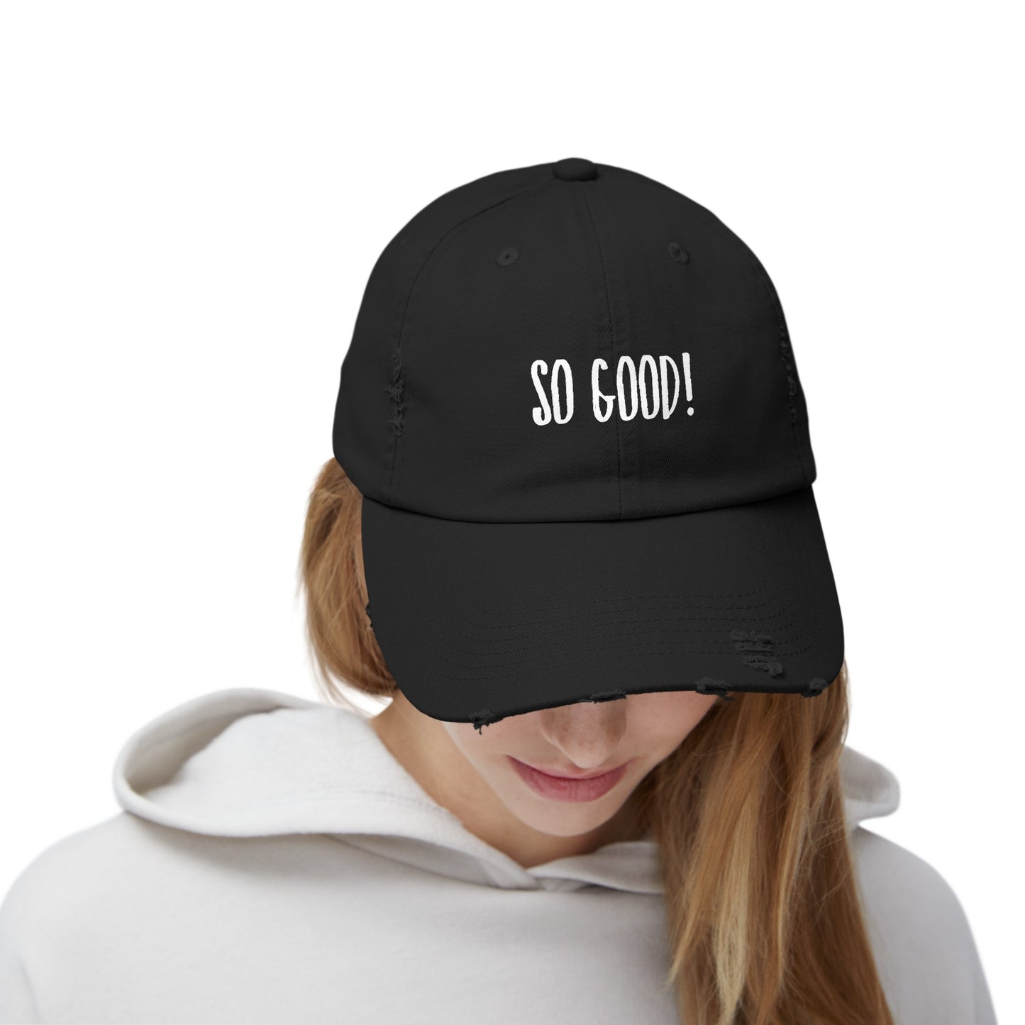 So Good Unisex Distressed Cap