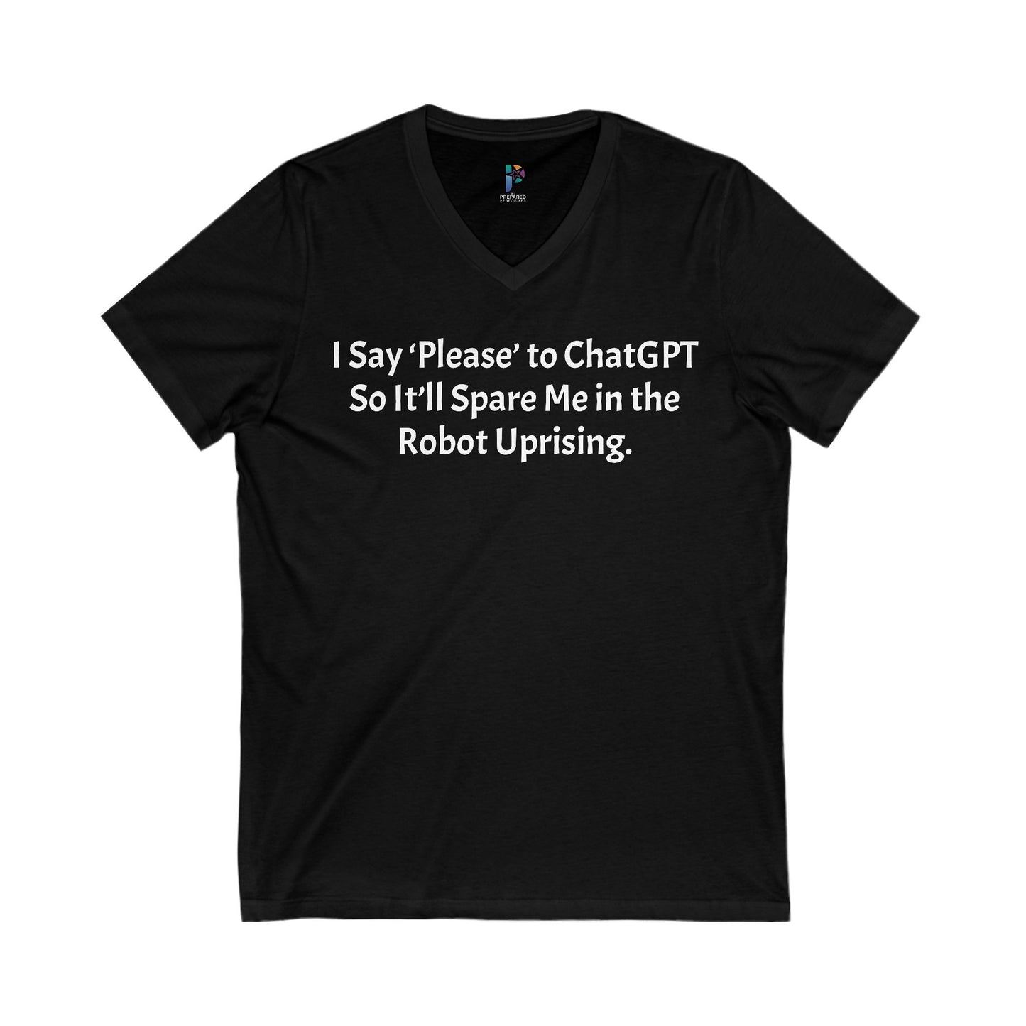 Funny ChatGPT V-Neck Tee for Tech Lovers, Humor T-Shirt, Geek Fashion, Robot Uprising Shirt, Gift for Coders