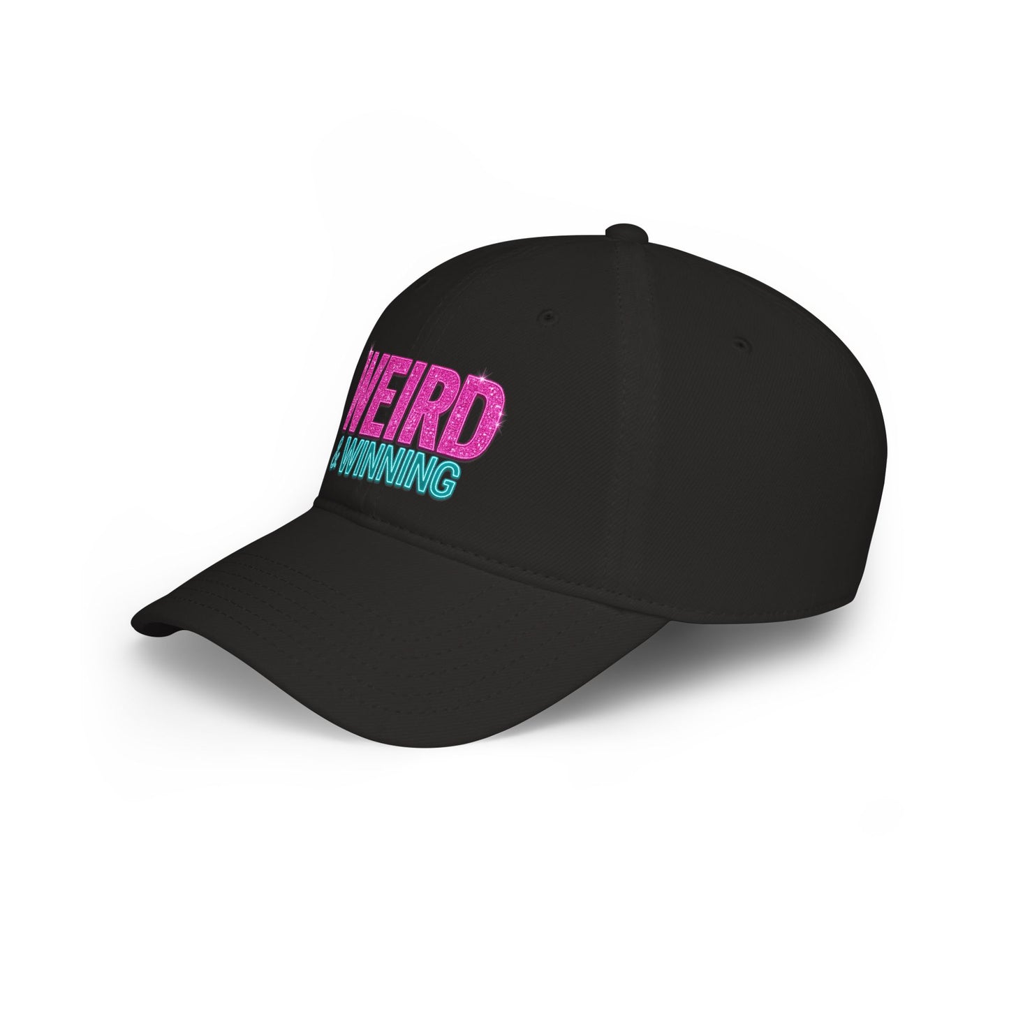 Weird & Winning Baseball Cap — Glitter Text Low Profile Hat for Bold, Playful Style