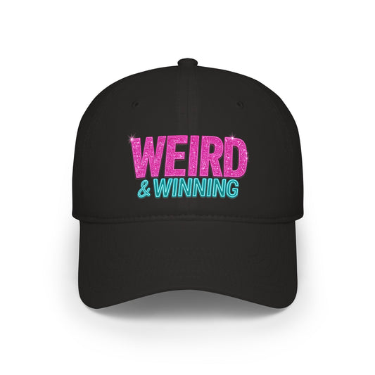 Weird & Winning Baseball Cap — Glitter Text Low Profile Hat for Bold, Playful Style